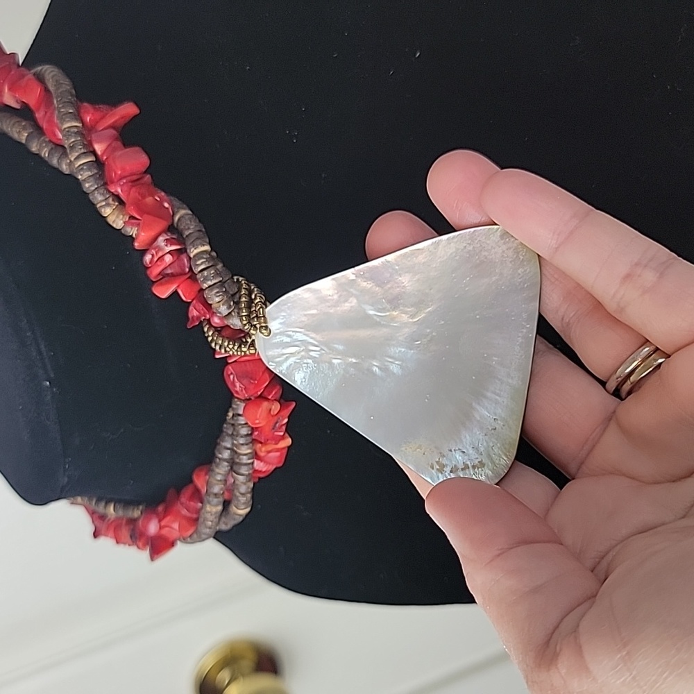 18"Abalone Shell Statement Beaded Hand Crafted Ne… - image 3